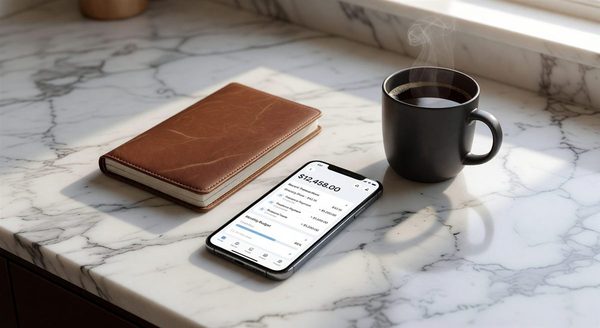 Smartphone showing a budgeting app dashboard with charts and categories