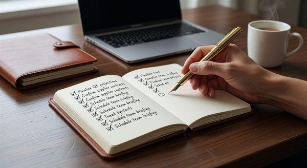 Woman in her late thirties reviewing financial documents in a home office