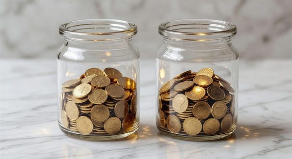 A simple white index fund pie chart next to a complex actively managed fund chart