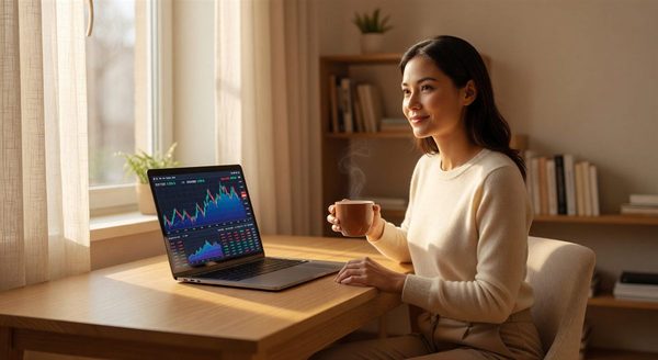 A red downward stock chart on a computer monitor in a quiet home office